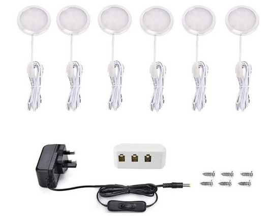 Vlio Under Cabinet Light Kit, LED Puck Lights, 15W, 1500LM, Cool White set of 6