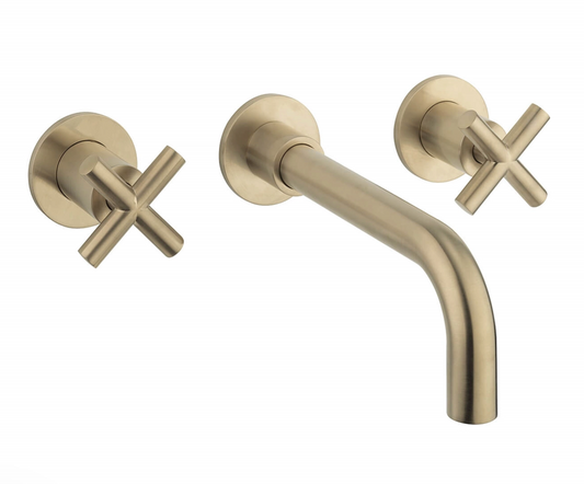 Crosswater MPRO 3 Hole Wall Mounted Basin Mixer Tap with Crosshead Handles