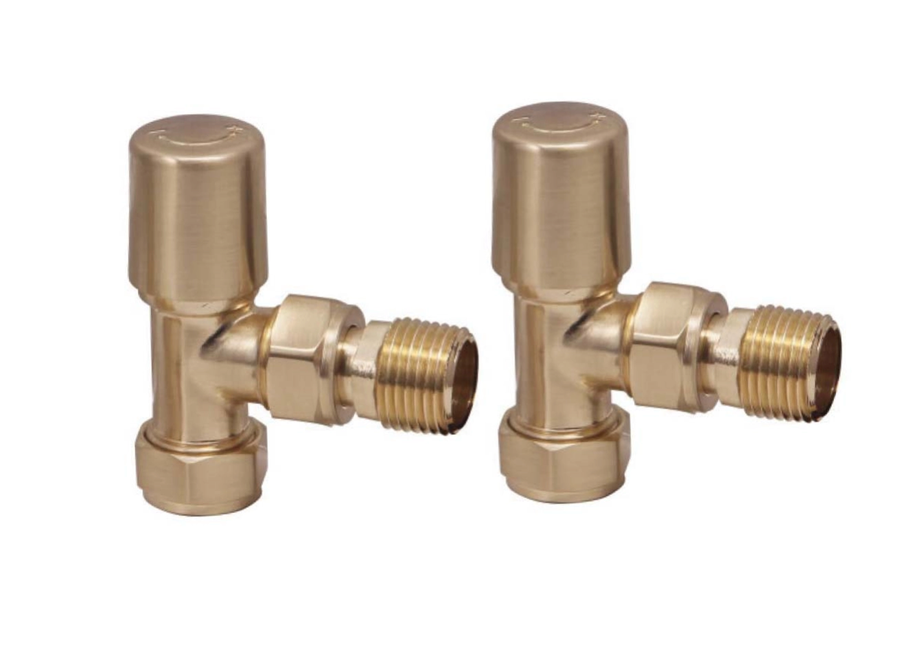 Brenton 15mm Angled Manual Radiator Valves - Brushed Brass