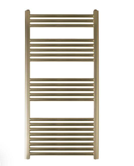 EliteHeat Steel Ladder Heated Towel Rail 25mm Bars - Brushed Brass 1200 x 600mm