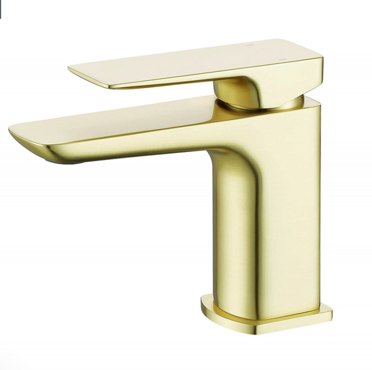 Harbour Status Brushed Brass Mini Cloakroom Basin Mixer Tap & Waste