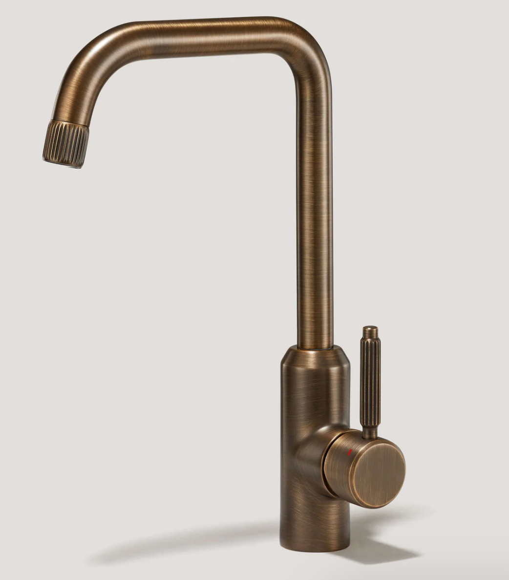 ARMSTRONG Grooved Kitchen Mixer Tap - Antique Brass
