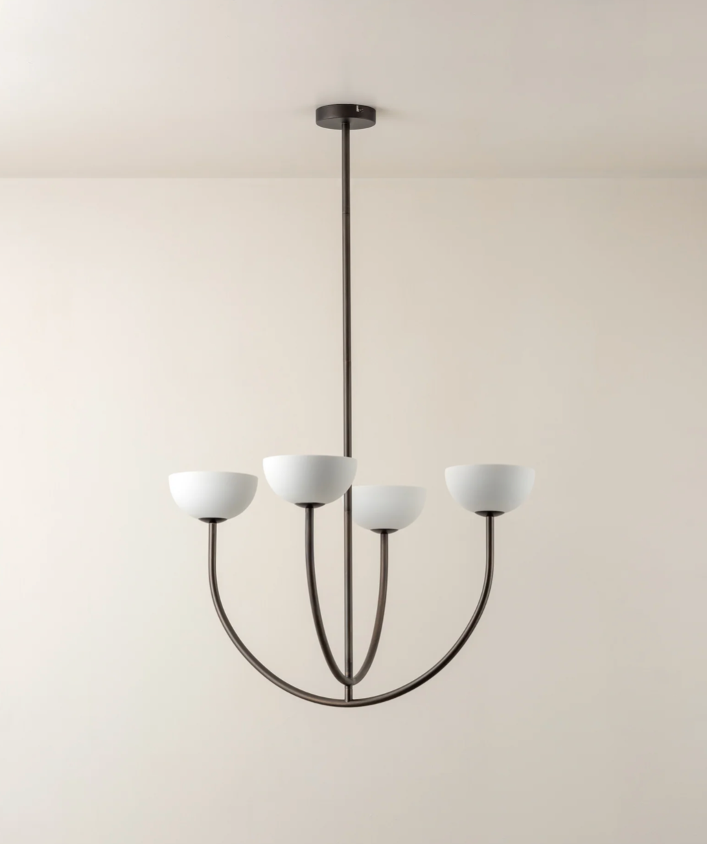 Ruzo - 4 light bronze and porcelain pendant