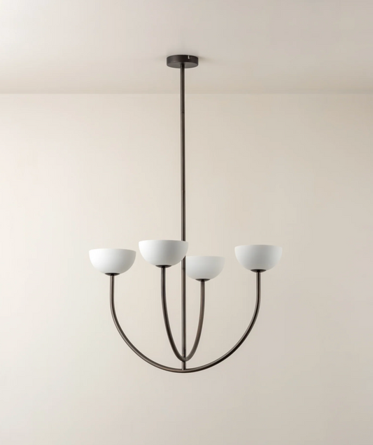 Ruzo - 4 light bronze and porcelain pendant