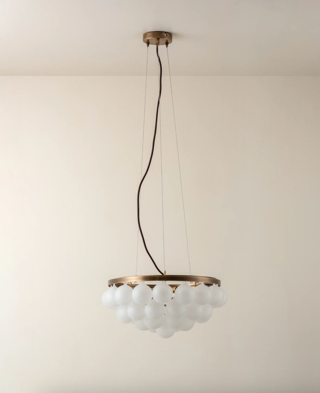 Cloudia - 3 light small white frosted brass chandelier