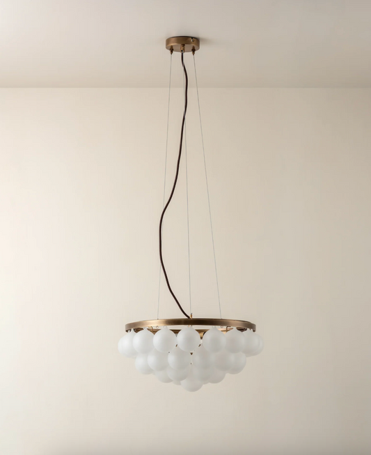 Cloudia - 3 light small white frosted brass chandelier