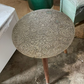 Round Side Table with Table top carving and Wooden legs