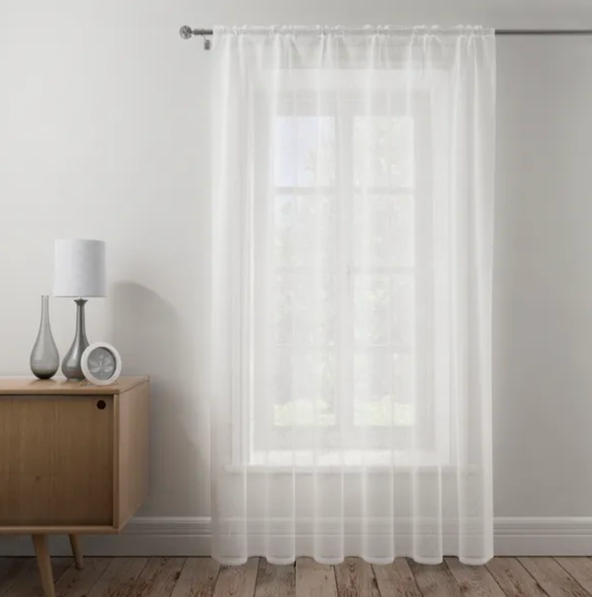 Boucle Slot Top Single Voile Panel, White 140 x 250cm