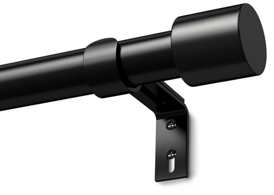 Black Curtain Poles for Eyelet Curtains Metal Extendable Curtain Rod Adjustable Voile Curtain Poles for Windows Door (Black, 76 to 228cm)