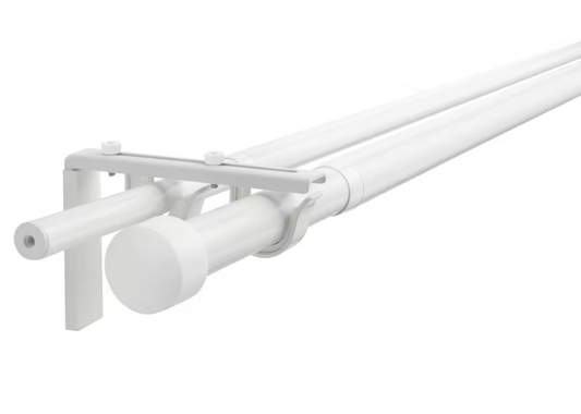 RÄCKA / HUGAD Double curtain rod combination, white, 120-210 cm