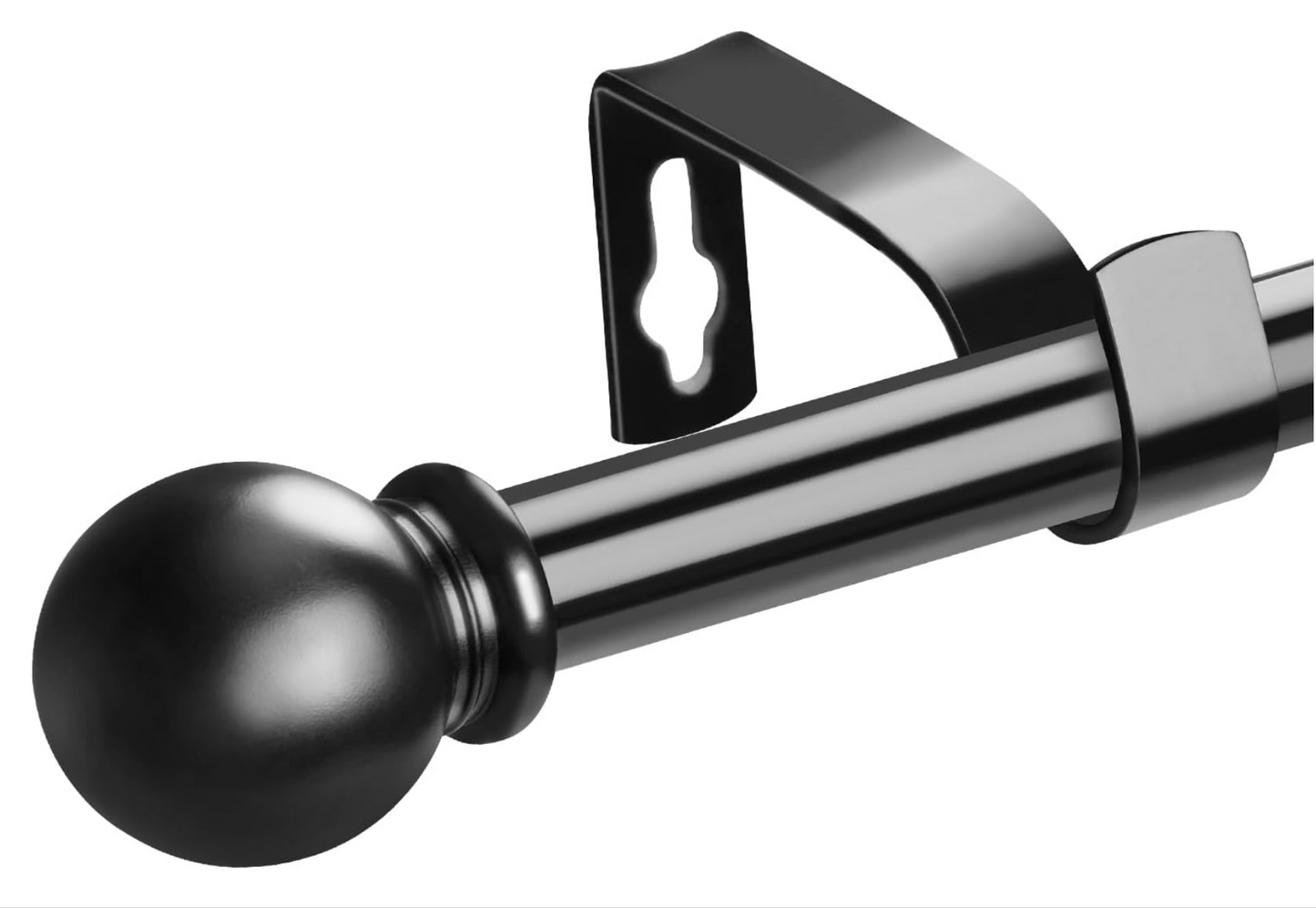 Black Curtain Poles for Eyelet Curtains,70-350cm Curtain Rod with Round Finial Heavy Duty Decorative Windows Drapery Rods