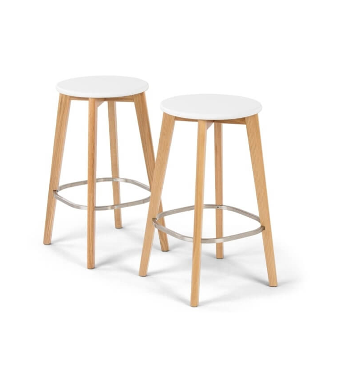 Set of 2 Fjord Bar Stool, Oak and White, 41x41x72cm