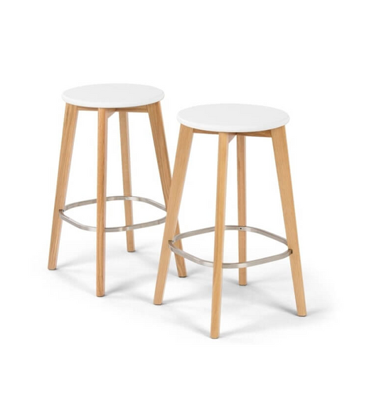 Set of 2 Fjord Bar Stool, Oak and White, 41x41x72cm