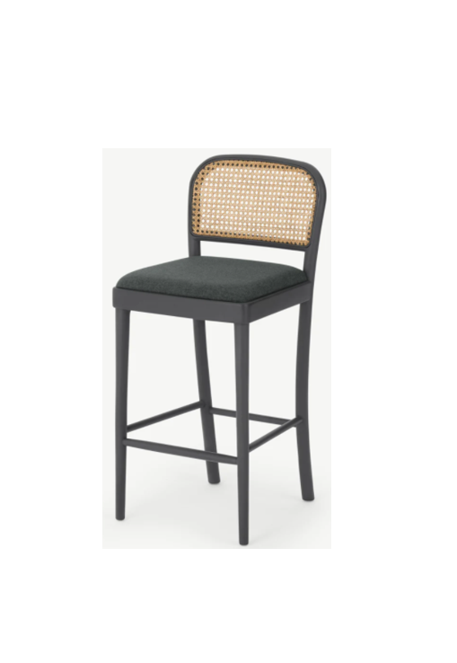 MADE.COM RATTAN STYLE BAR CHAIRS IN GREY AND NATURAL RATTAN, 47x44x97cm