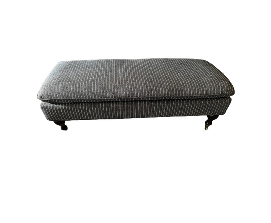 Grey Pinstripe Footstool with wheels, 45x130x50cm