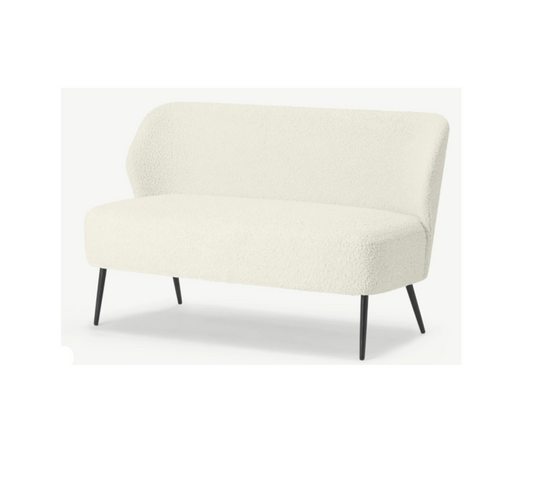 Made.com Topeka 2 Seater Sofa, Faux Sheepskin with Hairpin legs, 62x125x75cm
