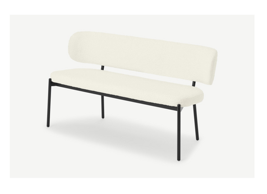 ASARE BENCH IN WHITEWASH BOUCLE, 79x150x55cm