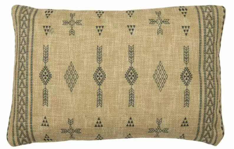 Simply Green Aztec Print Cushion Cream (w)600mm x (d)400mm x (h)150mm