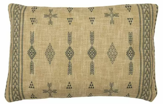 Simply Green Aztec Print Cushion Cream (w)600mm x (d)400mm x (h)150mm