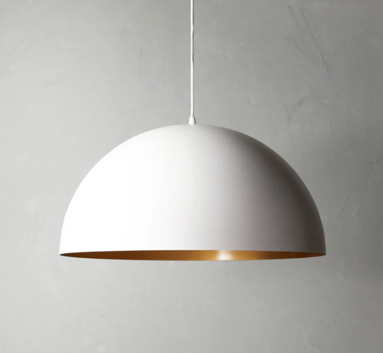 Larger goodhew pendant in white with a gold interior - 60cms diameter