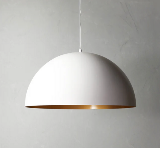 Larger goodhew pendant in white with a gold interior - 60cms diameter