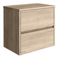 Venice Linea 600mm Rustic Oak Vanity - Wall Hung 2 Drawer Unit with Worktop