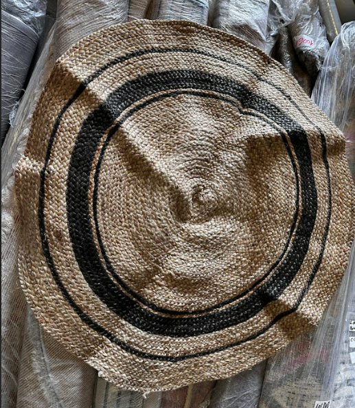 Jute round rug, 125cm