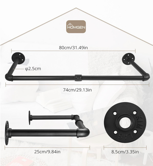 HOMGEN Durable 80cm Wall Mounted Clothes Rail