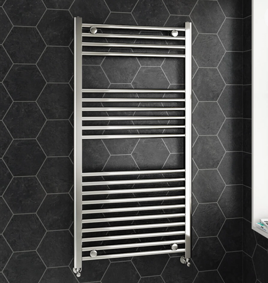 Brenton Chrome Straight Heated Towel 22mm Rail Radiator - 1200x600mm