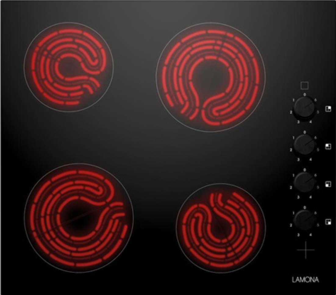 Lamona LAM1706 60cm Black Electric Ceramic Hob - W580xD510xH50mm