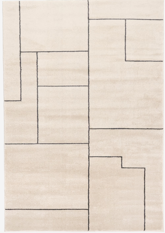 Geopolis - Cream White / Grey Rug 160 x 230 cm Shaggy