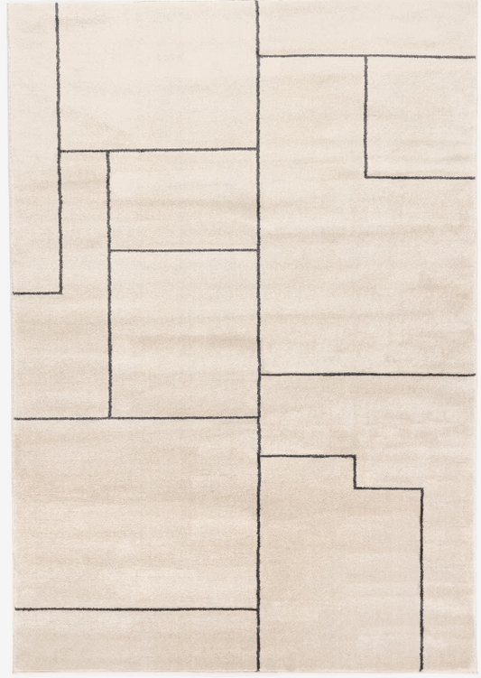 Geopolis - Cream White / Grey Rug 160 x 230 cm Shaggy