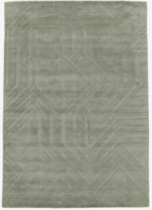Labyrinth - Light Green Wool Rug 160 x 230 cm