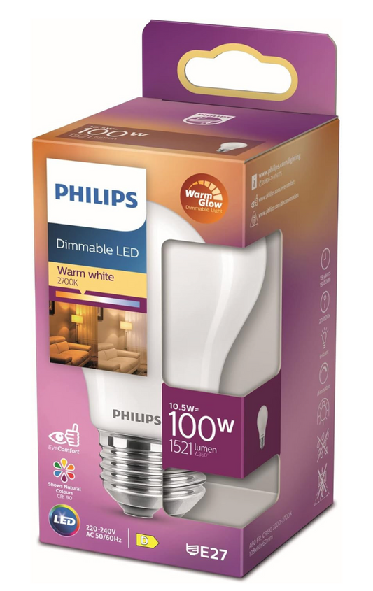 Philips Standard LED Bulb E27 100 W Warm White Frosted Glass Dimmable Glass