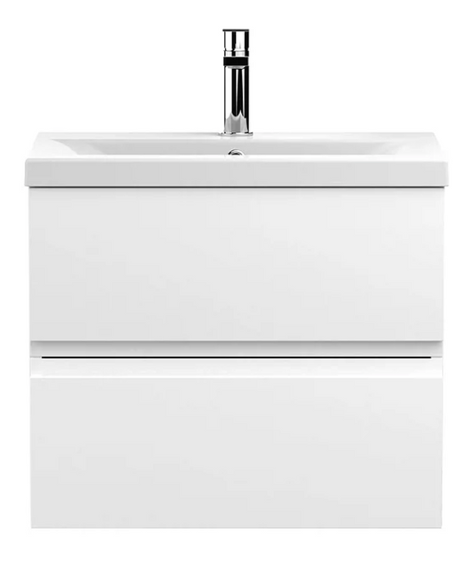 Hudson Reed Urban Satin White 600mm Wall Hung 2-Drawer Vanity Unit
