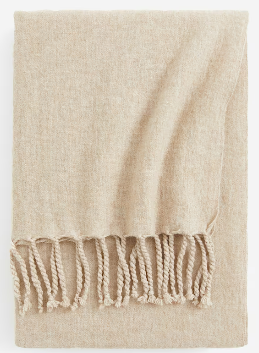 Wool-blend blanket, Beige