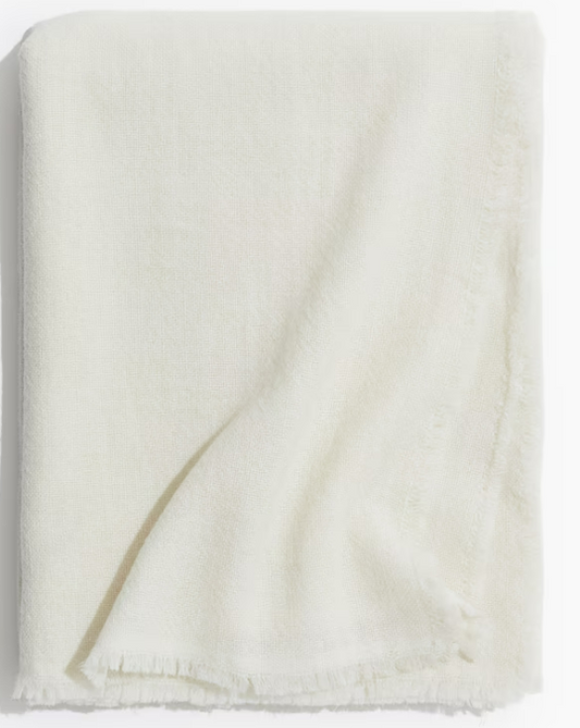 Large wool-blend blanket, White, 140x190cm
