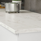 EKBACKEN Worktop, white marble effect/laminate, 246x2.8 cm