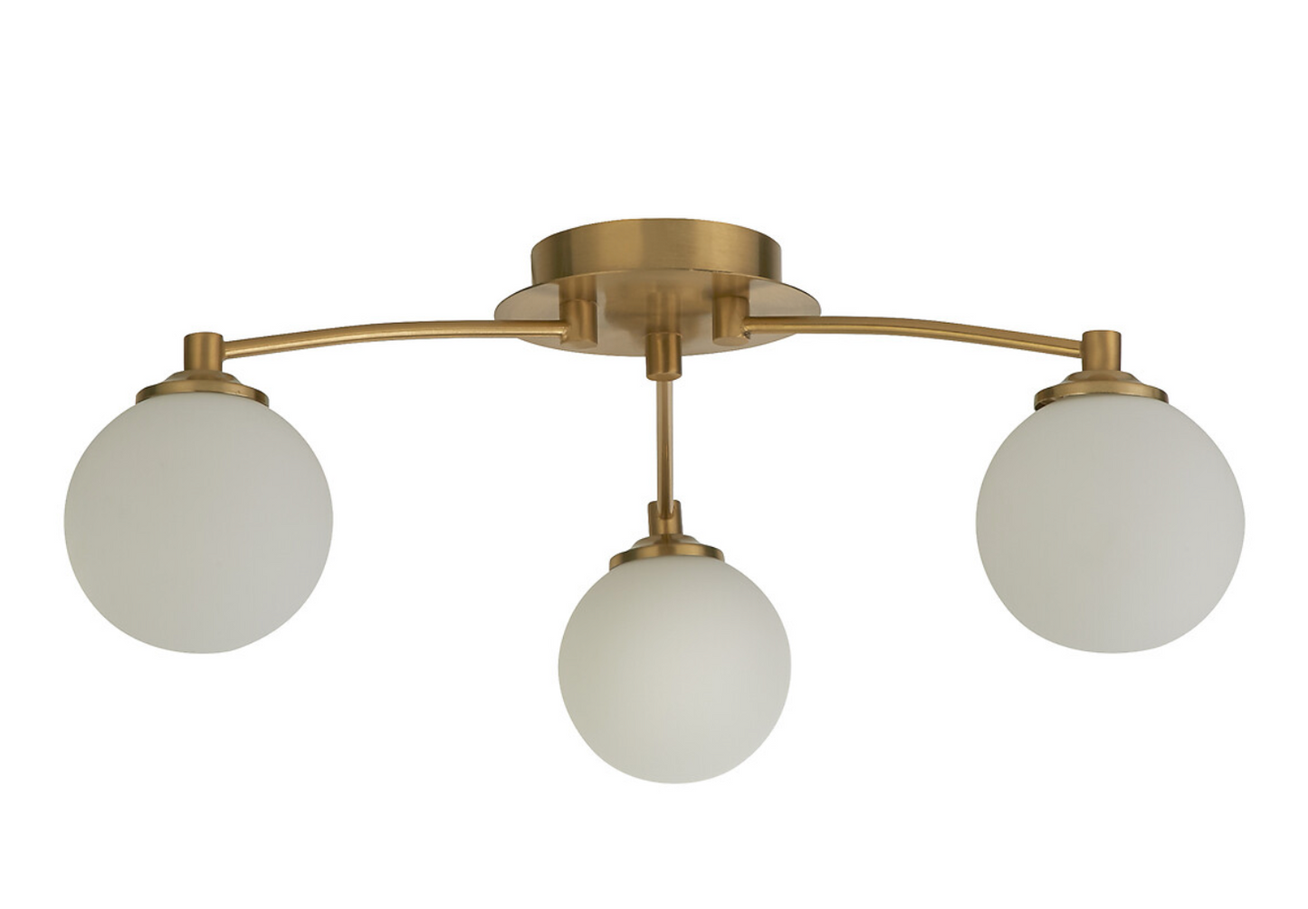 3 Light Opal and Brass Ceiling Pendant