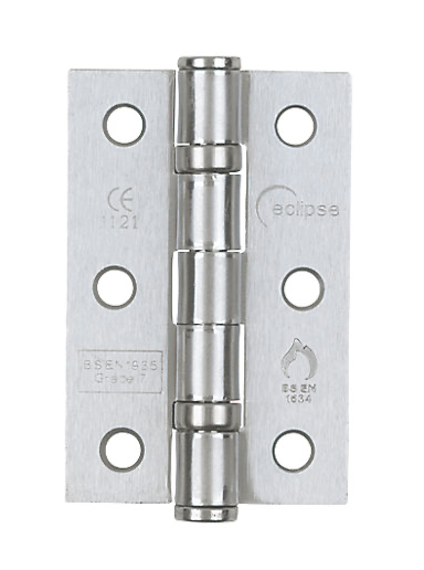 Eclipse Satin Chrome Grade 7 Fire Rated Ball Bearing Hinges 76mm x 51mm 2 Pack
