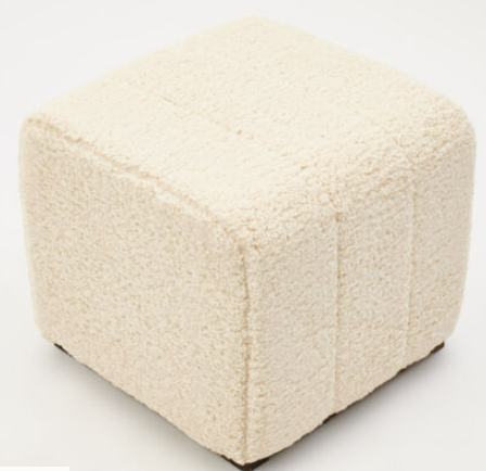 Cream Boucle Cube Stool 40x45cm