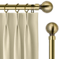 Yorkshire Bedding Curtain Poles Metal Extendable Plain Ball Curtain Pole Set Includes Adjustable Curtain Rod, 60mm Finial, Rings, Brackets and Fittings Set (Antique Brass, 160-300 Cm, 63-118 Inches)