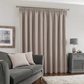 Luna Brushed Blackout Pencil Pleat Curtains, Pebble