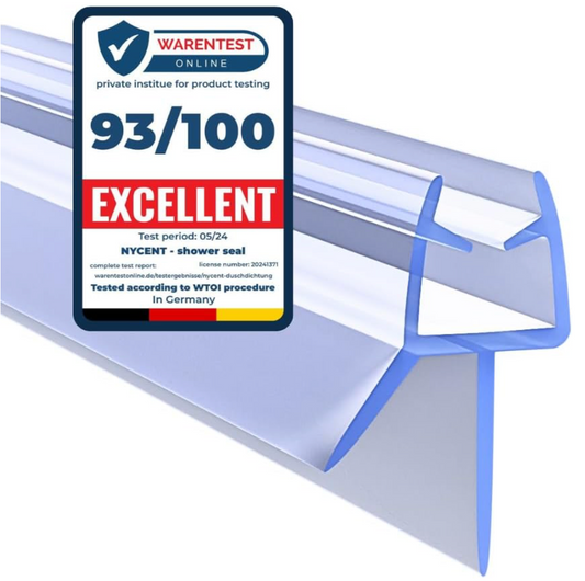 NYCENT Shower Door Seal Strip for 4-6mm Glass - Covers up to 20mm Gap - Perfect Transparent Shower Screen Seal Replacement with 90cm Adjustable Length (Straight)