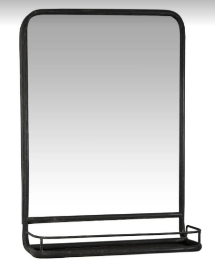 Wall Mirror with mini shelf black,