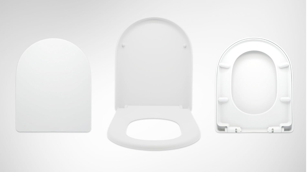 AQUALONA® Premium Thermoplastic D Shape Toilet Seat - Soft Close Hard-Wearing Seat with Two Button Hinge Release, D-Shaped - Comfortable, Easy to Clean and Install with Universal Fittings, White