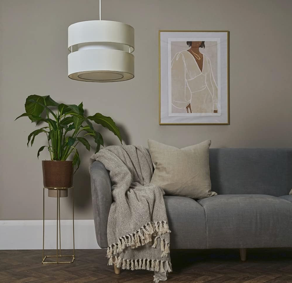 MiniSun - Modern 2 Tier Cylinder Ceiling Pendant Light Shade in a Cream Finish
