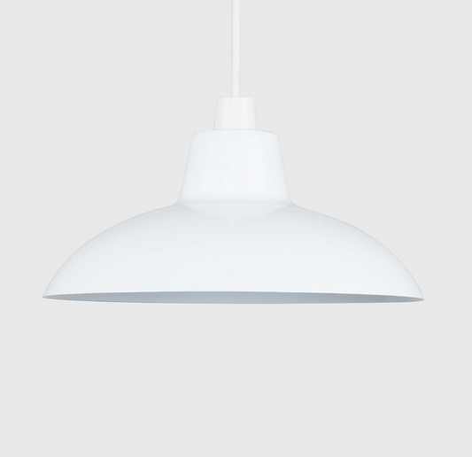 MiniSun Pair of Retro Style Gloss White Metal Easy Fit Ceiling Pendant Light Shades