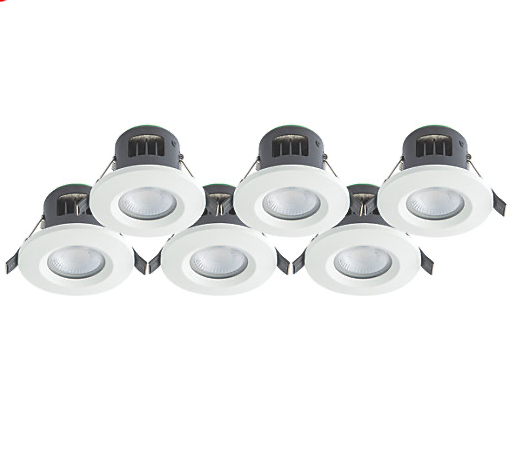 4lite Fixed Fire Rated LED CCT Downlight Matt White 7W 720lm 6 Pack