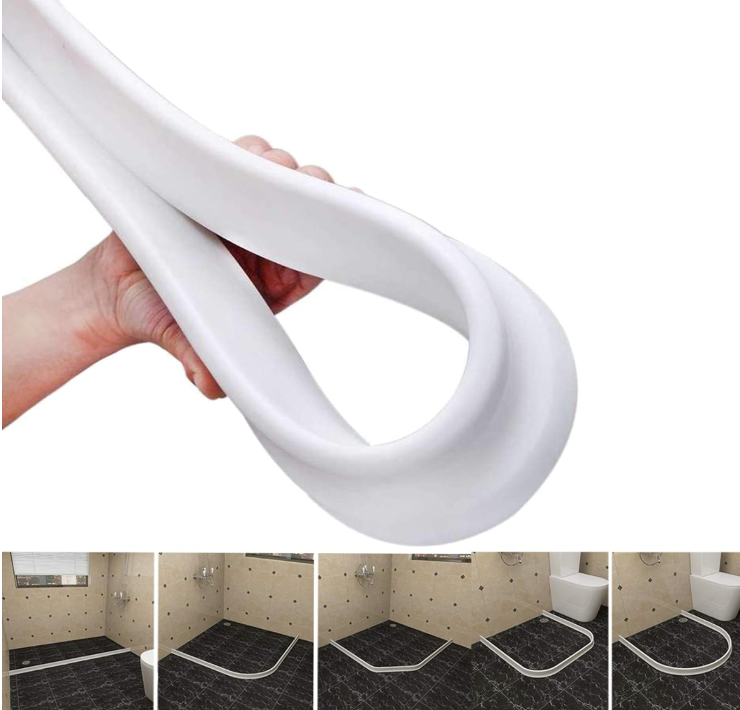 Silicone Wet Room Bathroom Floor Seal Screen Door Seal Strip Prevents Overflow of Water | Waterproof Self-Adhesive and Bendable Waterproof Strip for Wet and Dry Separation (40 inch)